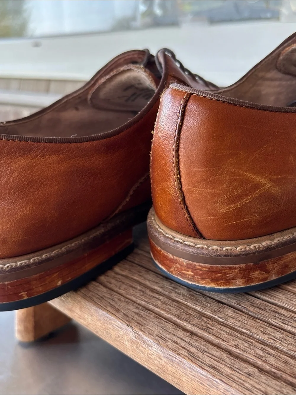 Austin Grey Men's 9 Lace-Up Leather Derby Shoes in Cognac Brown